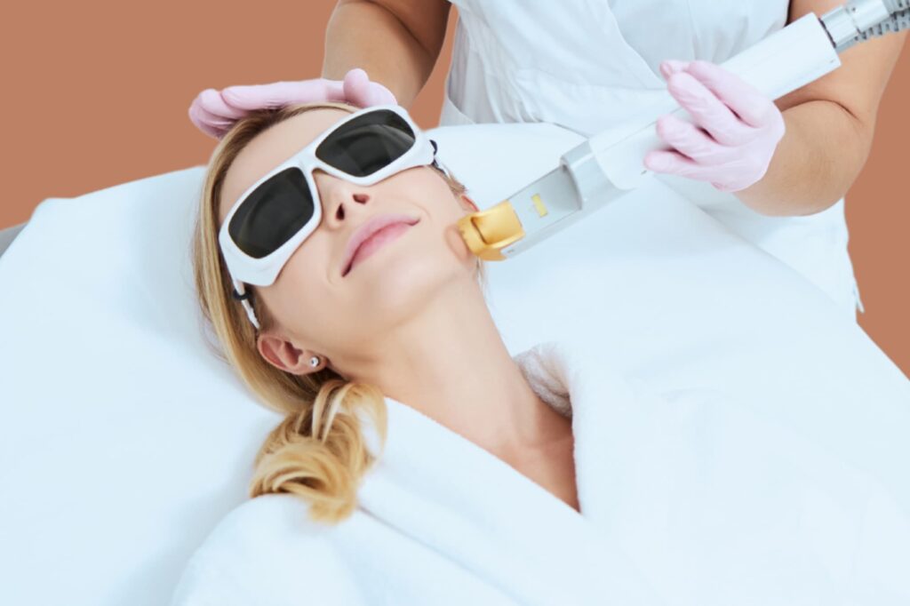 Laser resurfacing smoothing fine lines and restoring skin elasticity.